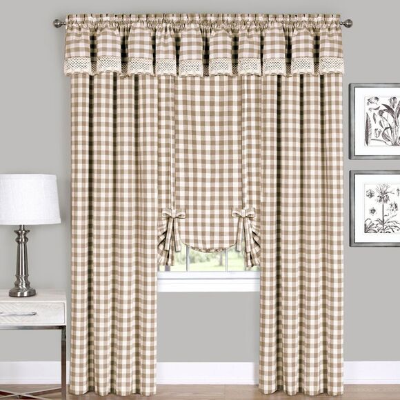 Achim Home Furnishing: Buffalo Taupe Plaid Modern Window Curtain Panel : 58" x - Picture 1 of 4